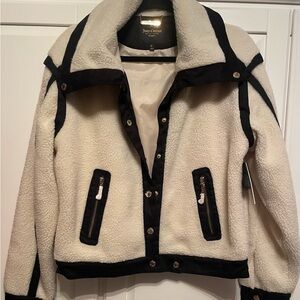 NWT Juicy Couture Black Label Luxury Cream and Black Teddy Jacket Rare
